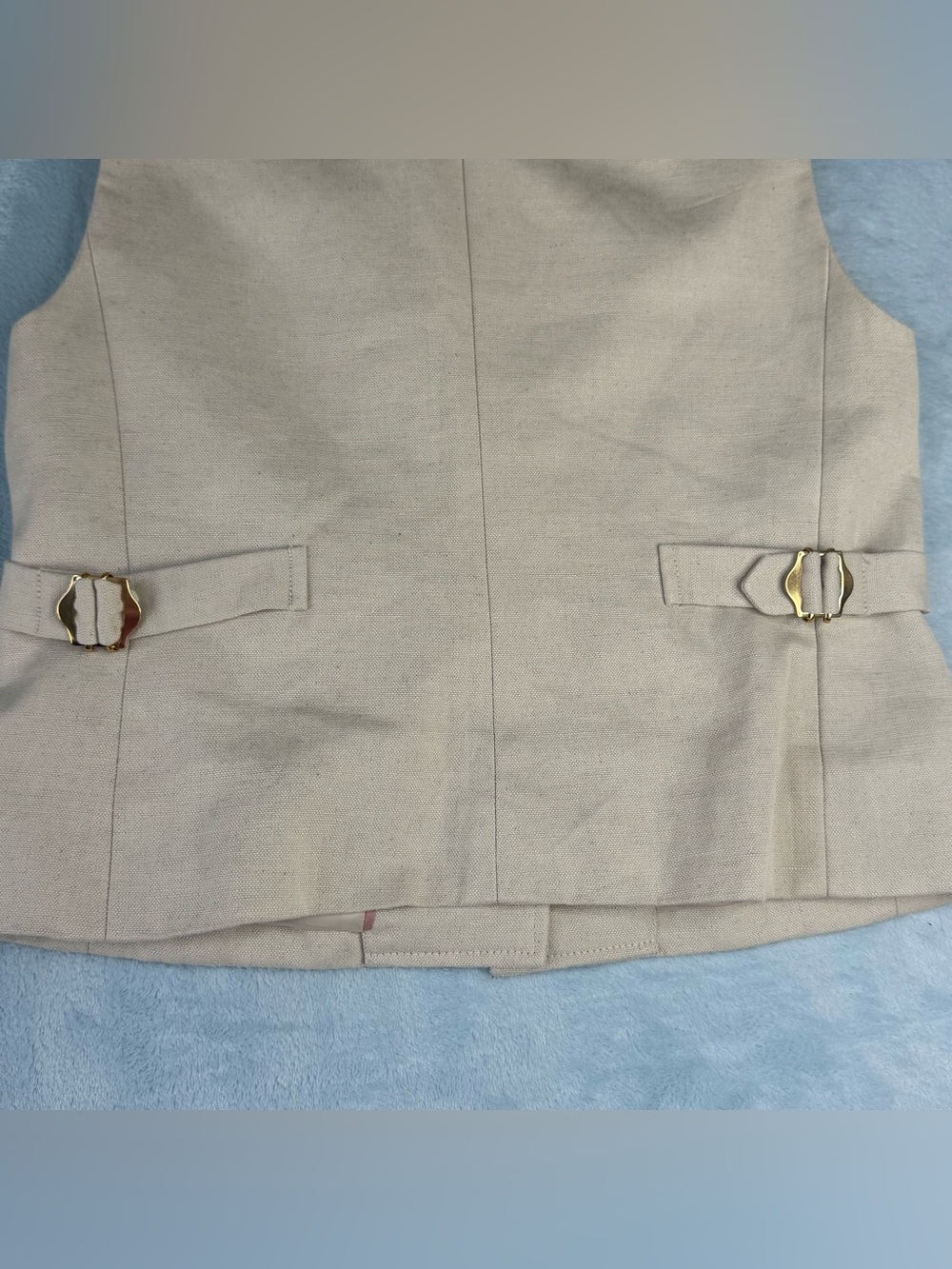 J. Crew Contrast Vest Textured Linen Blend in Dried Wheat Size 4 - Picture 7 of 15